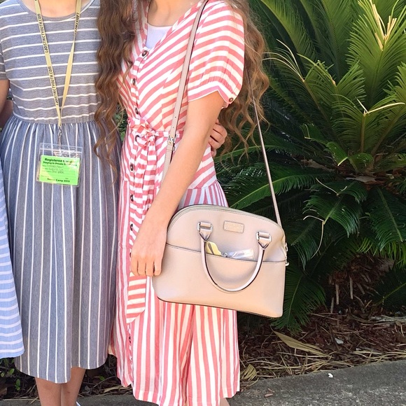 Altar’d State Pink and White Striped Knee Length Dress - Picture 5 of 5